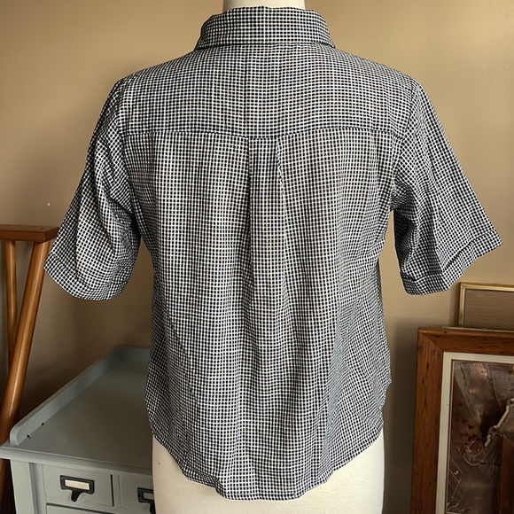 *NWOT* Mod Ref / Gingham Checkered Plaid Button Up Shirt with Front Tie / M - Picture 5 of 8